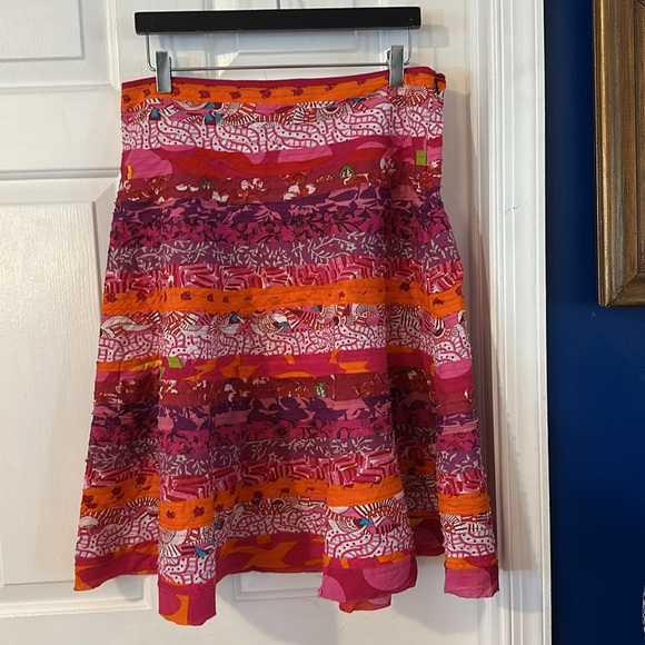 NWOT Women’s Asha Bohemian Style Layered Patchwork A Line Cotton Skirt Sz L - Picture 2 of 7